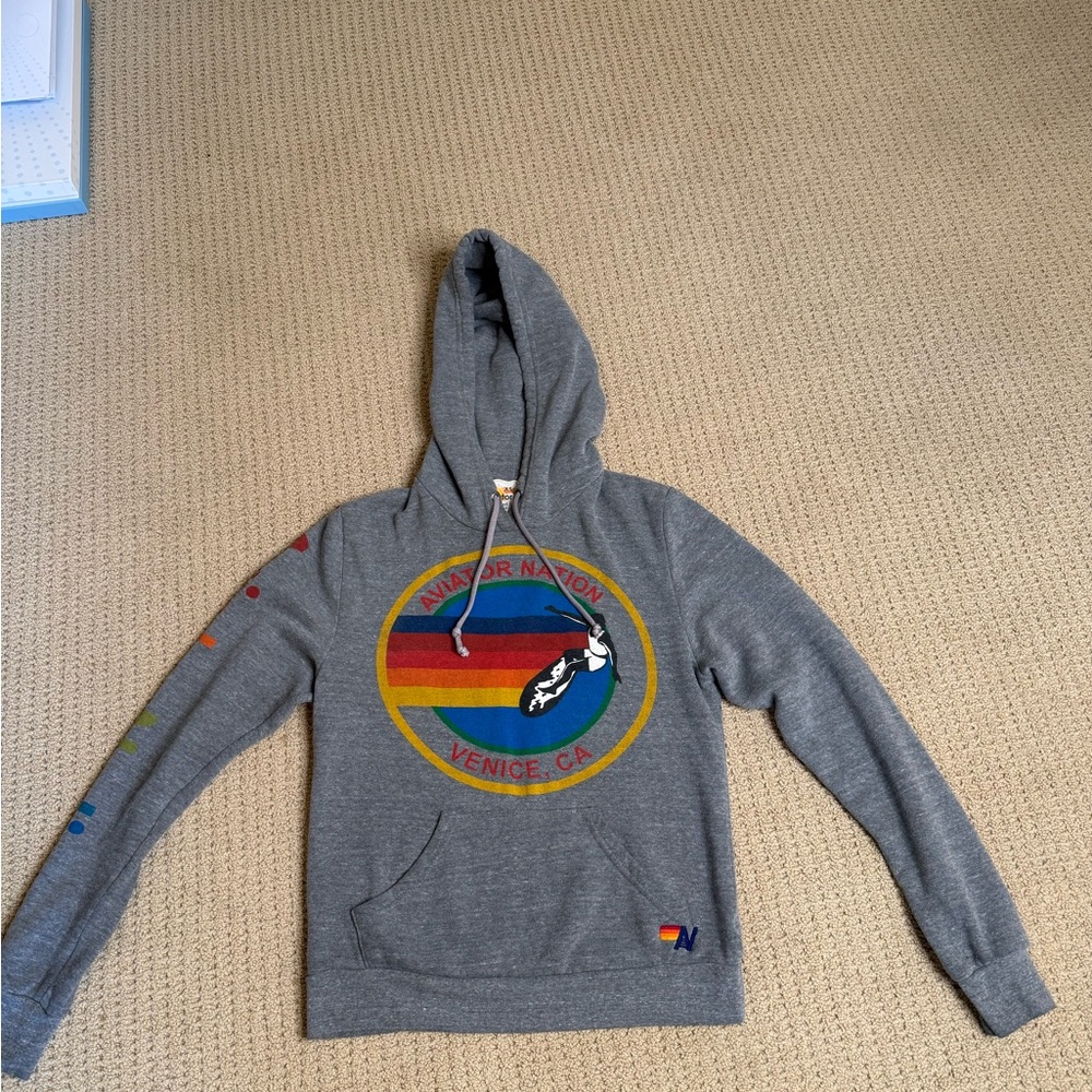Aviator Nation Gray Sweatshirt with Classic Pullover Design, women